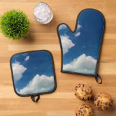 Twee wolken ovenwant & pannenlap set (Top down)