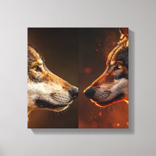 Twee wolven canvas afdruk (Voorkant)