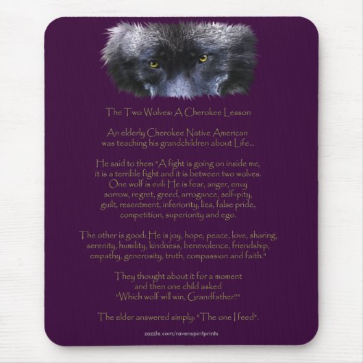TWEE WOLVEN CHEROKEE TALE Art Mousepad Muismat (Voorkant)