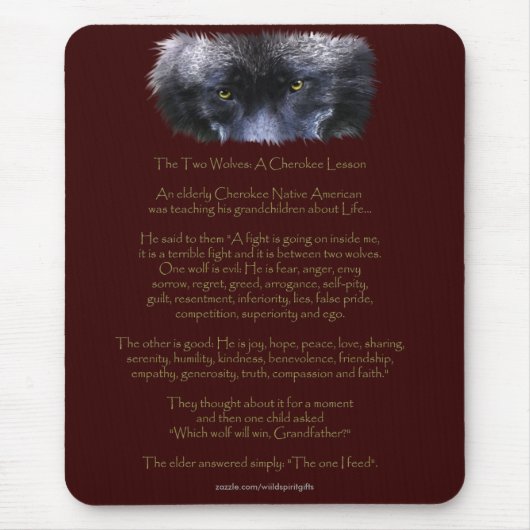 TWEE WOLVEN CHEROKEE TALE Art Mousepad Muismat (Voorkant)