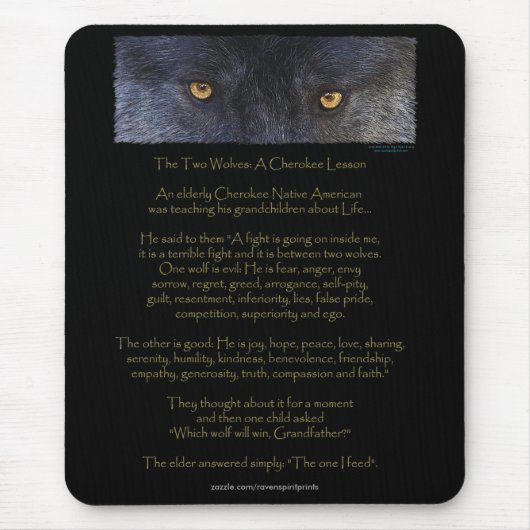 TWEE WOLVEN CHEROKEE TALE Art Mousepad Muismat (Voorkant)