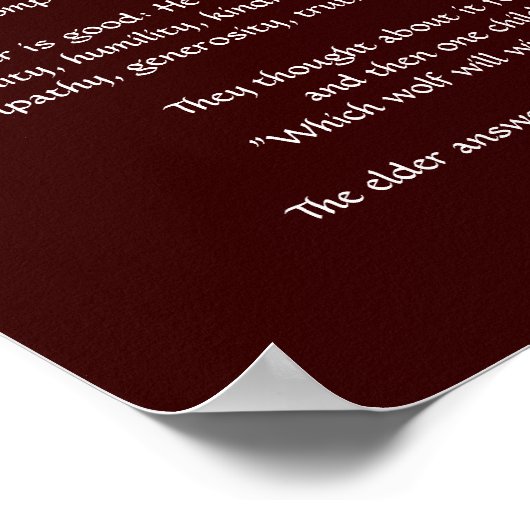 Twee Wolven Cherokee Tale Wolf Art Poster (Hoek)