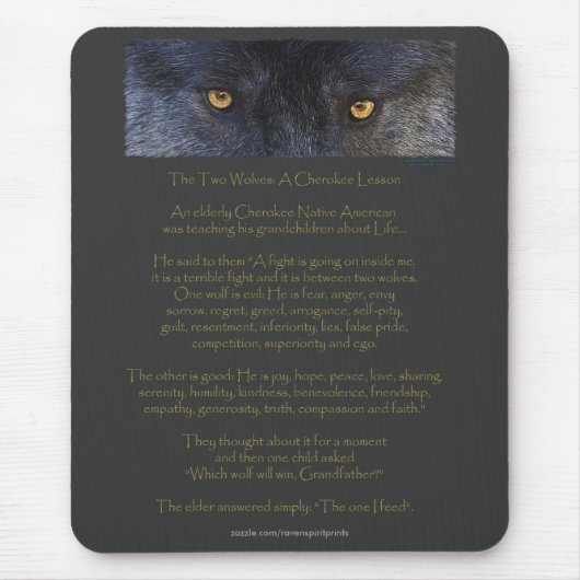 Twee Wolven Cherokee Wisdom Tale Mousepad Muismat (Voorkant)