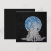 Twee Wolven die naar de maan glijden Feestdagenkaart (Voorkant / Achterkant)