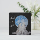 Twee Wolven die naar het Moon Wedding Invitation H Feestdagenkaart (Staand voorkant)