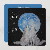 Twee Wolven die naar het Moon Wedding Invitation H Feestdagenkaart (Voorkant / Achterkant)