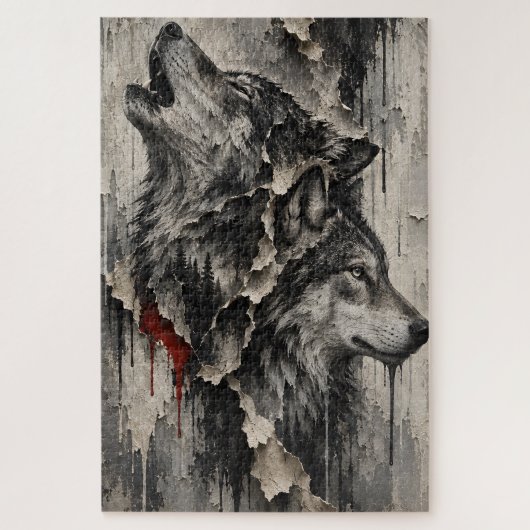 Twee Wolven, Eén Hart Legpuzzel (Verticaal)