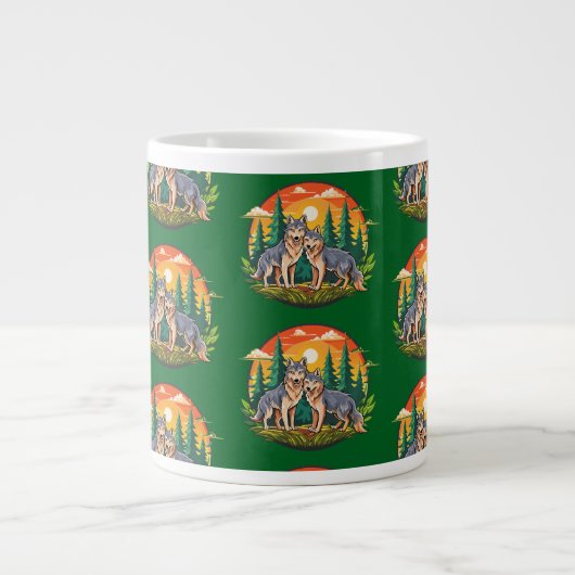 Twee wolven grote koffiekop (Voorkant)