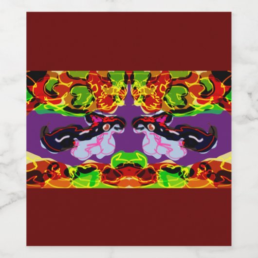 Twee wolven herfst Mok Wooden Box Sign. Wijn Etiket (Enkel label)