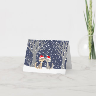 Twee wolven in de winter kerstkaart feestdagen kaart