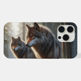 Twee wolven in een bos: majestueuze dieren iPhone 15 pro max case