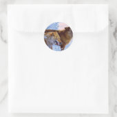 Twee wolven in sneeuw schilderen ronde sticker (Tas)