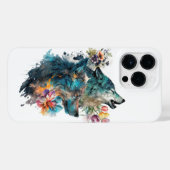 Twee wolven omringd door bloemen iPhone hoesje (Achterkant horizontaal)