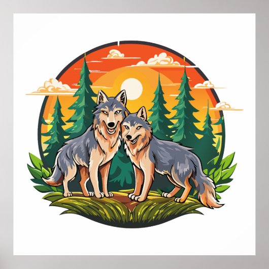 Twee wolven poster (Voorkant)