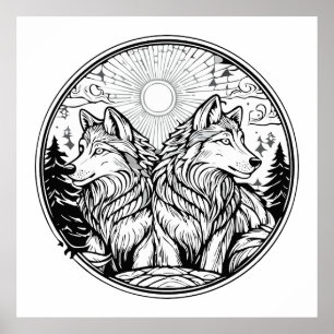 Twee wolven poster