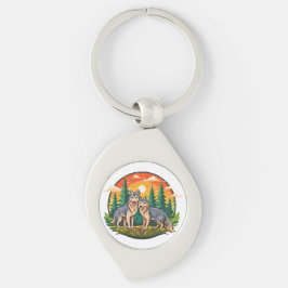 Twee wolven sleutelhanger