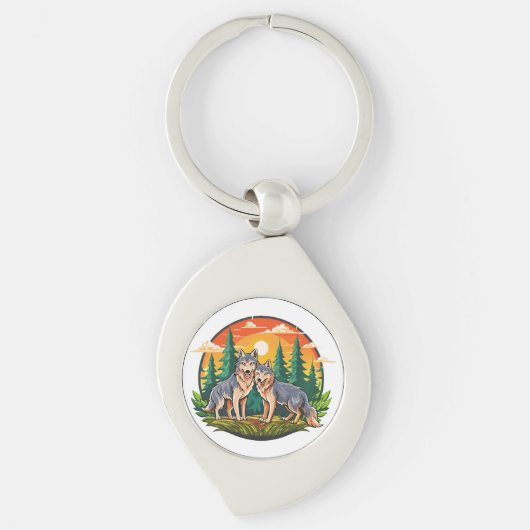 Twee wolven sleutelhanger (Voorkant)