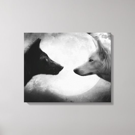 Twee wolven tegenover elkaar canvas afdruk (Voorkant)