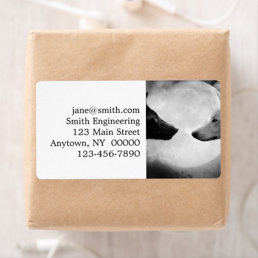 Twee wolven tegenover elkaar etiket (Insitu)