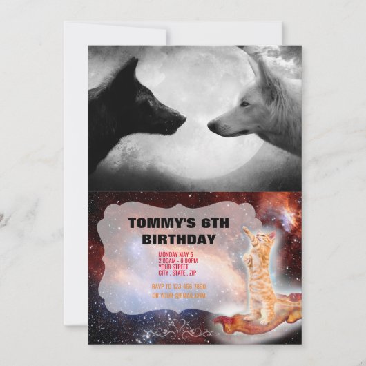 Twee wolven tegenover elkaar kaart (Voorkant)