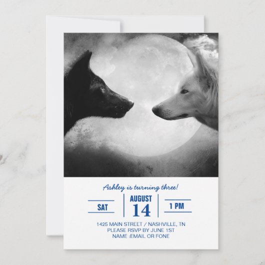 Twee wolven tegenover elkaar kaart (Voorkant)