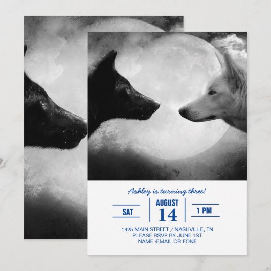 Twee wolven tegenover elkaar kaart (Voorkant / Achterkant)