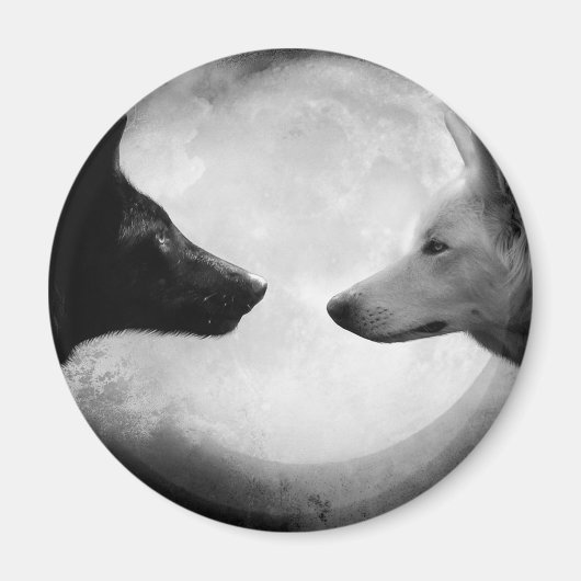 Twee wolven tegenover elkaar magneet (Voorkant)