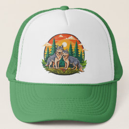 Twee wolven trucker pet