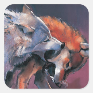 Twee Wolven Vierkante Sticker