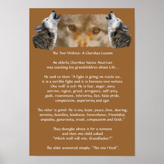 TWEE WOLVES CHEROKEE STORY Wolf Poster (kleiner) (Voorkant)