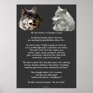 TWEE WOLVES CHEROKEE TALE Art Poster