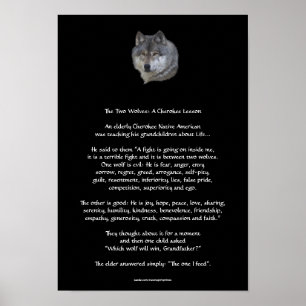 TWEE WOLVES CHEROKEE TALE Art Poster