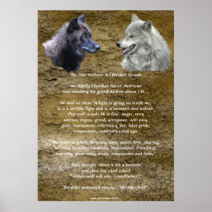 TWEE WOLVES CHEROKEE TALE Art Poster