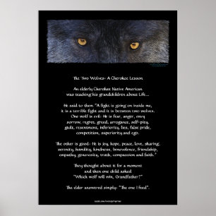 TWEE WOLVES CHEROKEE TALE Art Poster