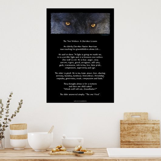 TWEE WOLVES CHEROKEE TALE Art Poster (Keuken)