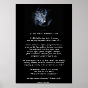 TWEE WOLVES CHEROKEE TALE Art Poster