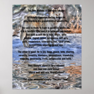 TWEE WOLVES CHEROKEE TALE Art Poster
