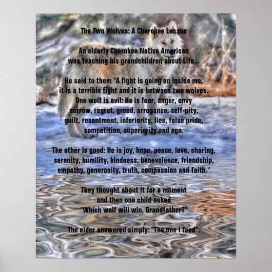 TWEE WOLVES CHEROKEE TALE Art Poster (Voorkant)