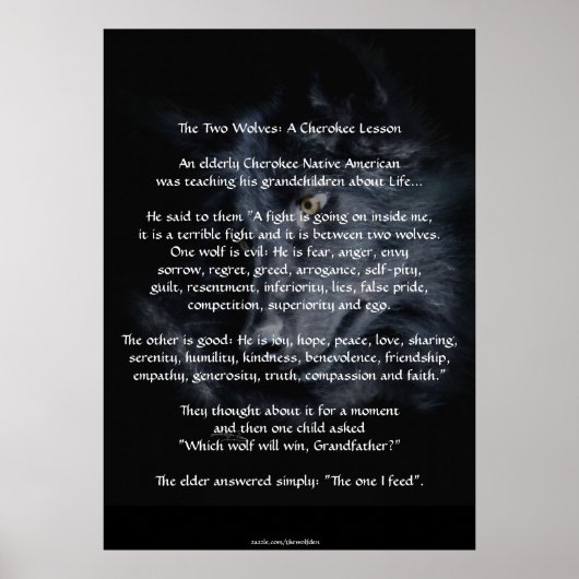 TWEE WOLVES CHEROKEE TALE Art Poster (Voorkant)