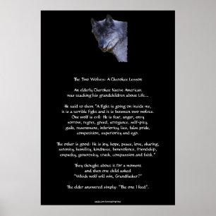 TWEE WOLVES CHEROKEE TALE Art Poster