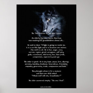 TWEE WOLVES CHEROKEE TALE Art Poster