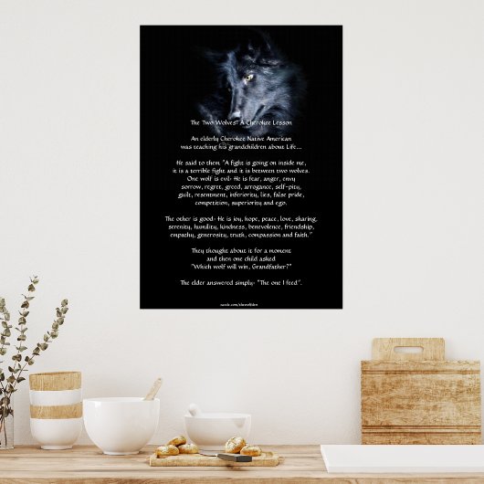 TWEE WOLVES CHEROKEE TALE Art Poster (Keuken)