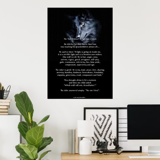 TWEE WOLVES CHEROKEE TALE Art Poster (Thuiskantoor)