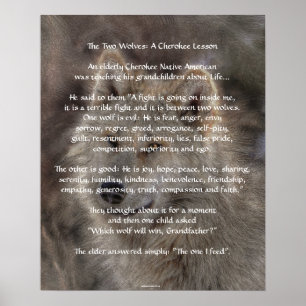 TWEE WOLVES CHEROKEE TALE Art Poster