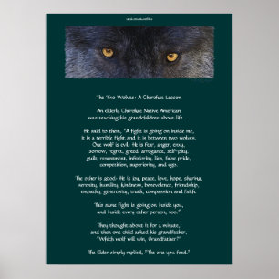 TWEE WOLVES CHEROKEE TALE Art Poster