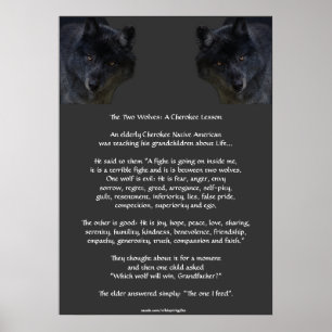 TWEE WOLVES CHEROKEE TALE Art Poster