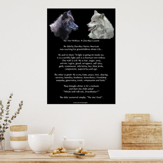 TWEE WOLVES CHEROKEE TALE Art Poster (Keuken)