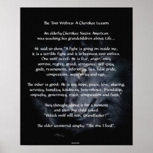 TWEE WOLVES CHEROKEE TALE Art Poster