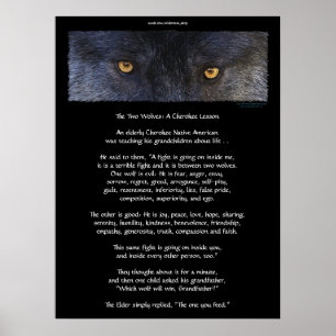 TWEE WOLVES CHEROKEE TALE Art Poster