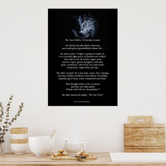 TWEE WOLVES CHEROKEE TALE Art Poster (Keuken)